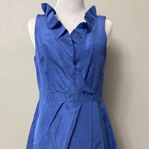J.Crew Blue Ruffle Silk Cocktail Wedding Guest Dress Size 4
